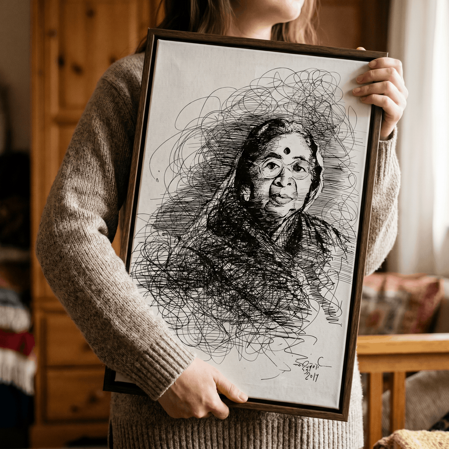Portrait of Shanta Shelke - Art Print