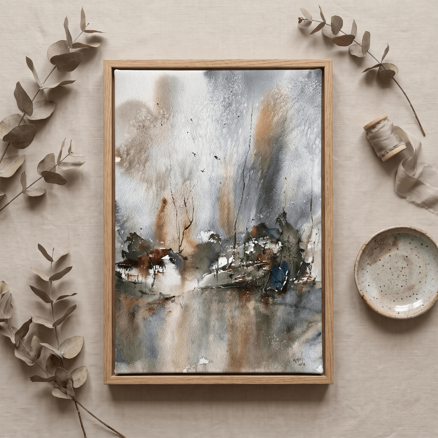 A Village in Haze - Art Print